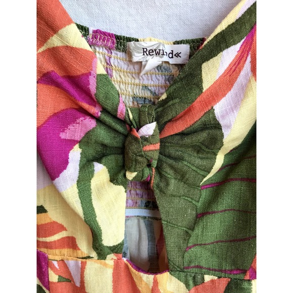 Rewind Colorful Tropical Print Cut Out Fit and Flare Dress with Smocking size S - Picture 4 of 4